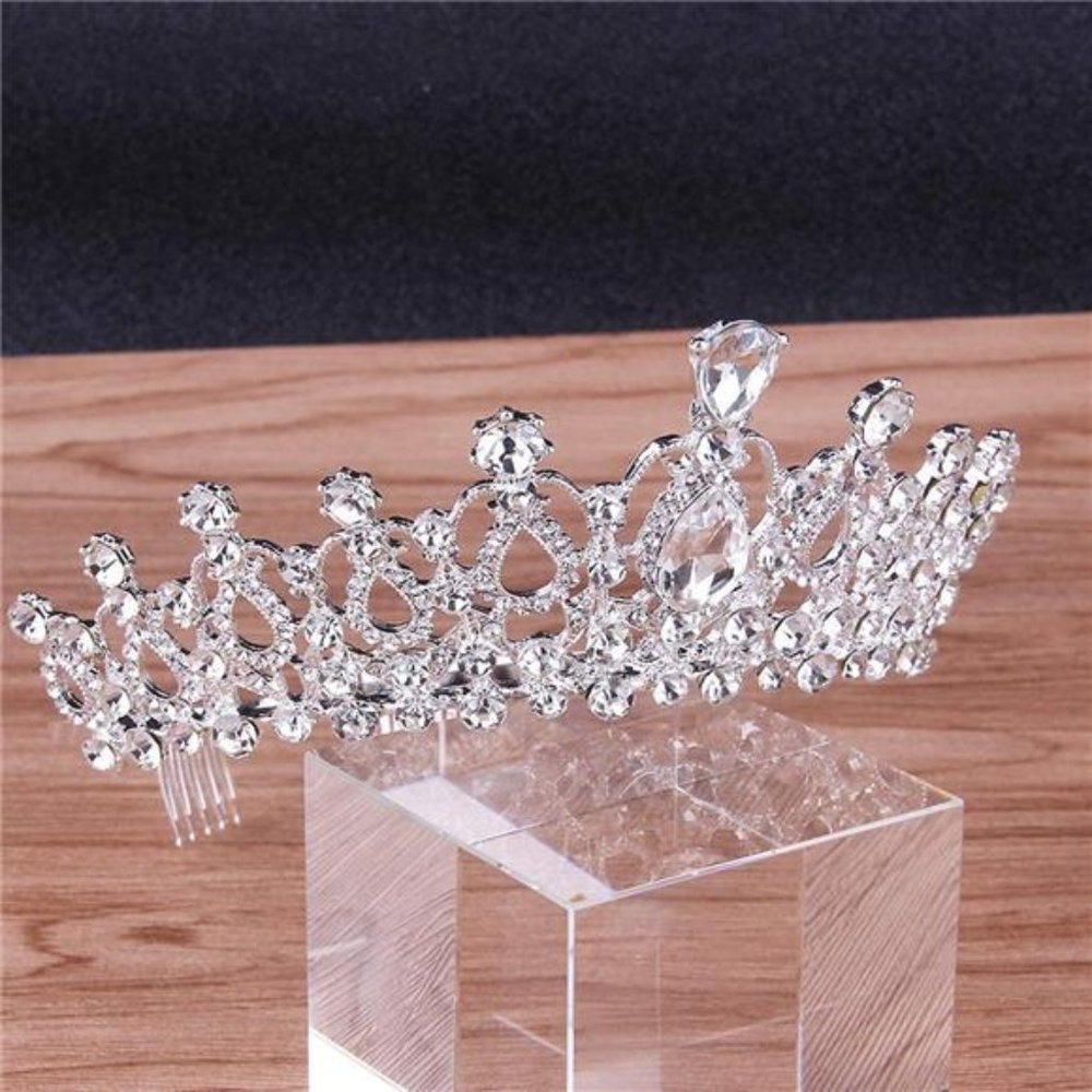 Silver Rhinestone Tiara Princess Headband - Picture 4 of 6
